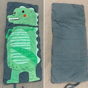 Land of Nod Green & Blue Gray "Wild Dinosaur" Unisex Kids Sleeping Bag